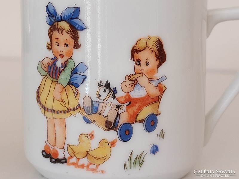 Retro kis bögre mesemintás régi babás porcelán csésze