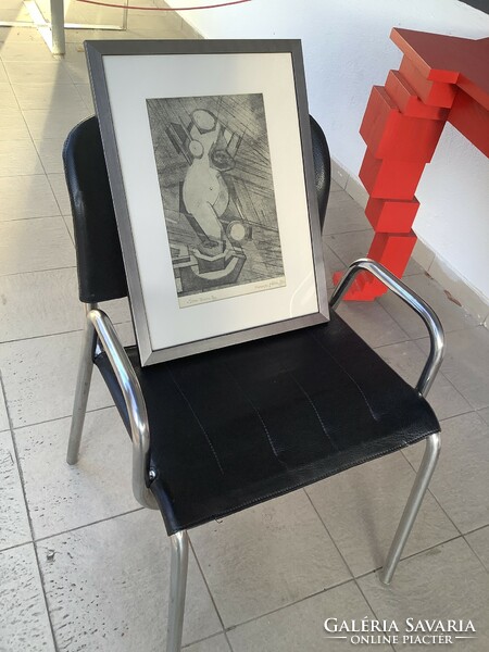 Extremely rare Mária Székely modernist etching from the 60s, not only for collectors (modern)