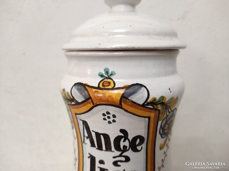 Antik patika tégely porcelán albarello Angelica gyógyszertár gyógyszer 591 6017