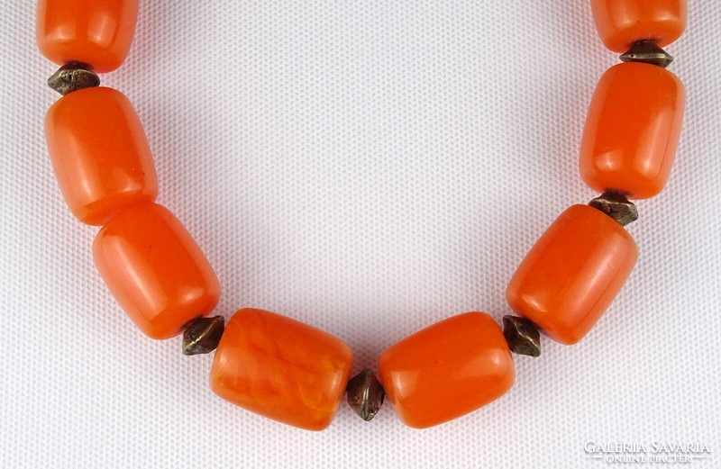 1L262 Retro fűzött narancssárga bizsu nyaklánc gyöngysor 50 cm