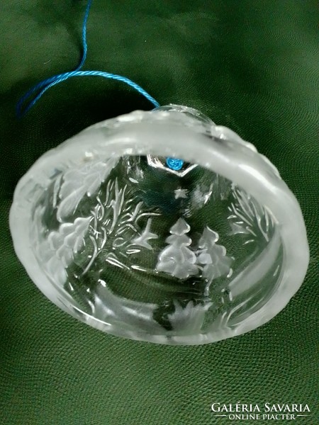Walther kristály üveg harang csengő karácsony advent dísz dekoráció fenyőfa havas táj csillag 10,5cm