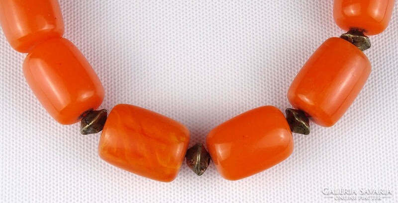 1L262 retro laced orange bijou necklace string of pearls 50 cm