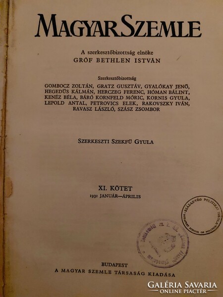 Hungarian Review xii. Volume 1931. January-April