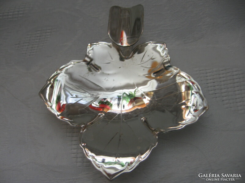 Silver-plated leaf shape ashtray