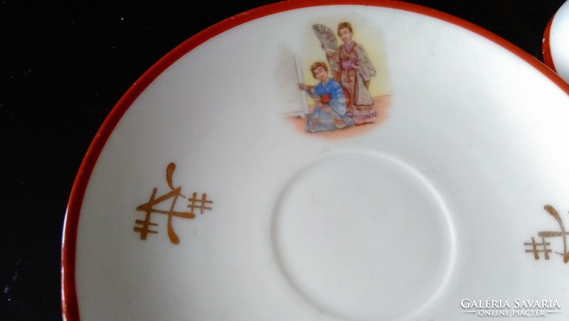 Old Japanese eggshell porcelain mocha-coffee set, cup + saucer plate