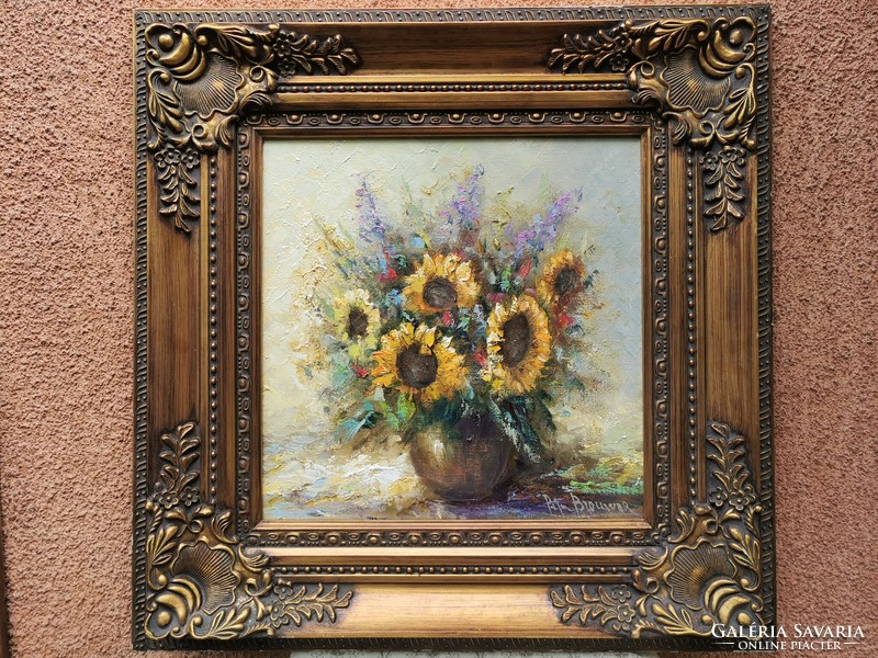 Peter brouwer (in Utrecht (Holland) 1935-2010) - sunflower still life painting