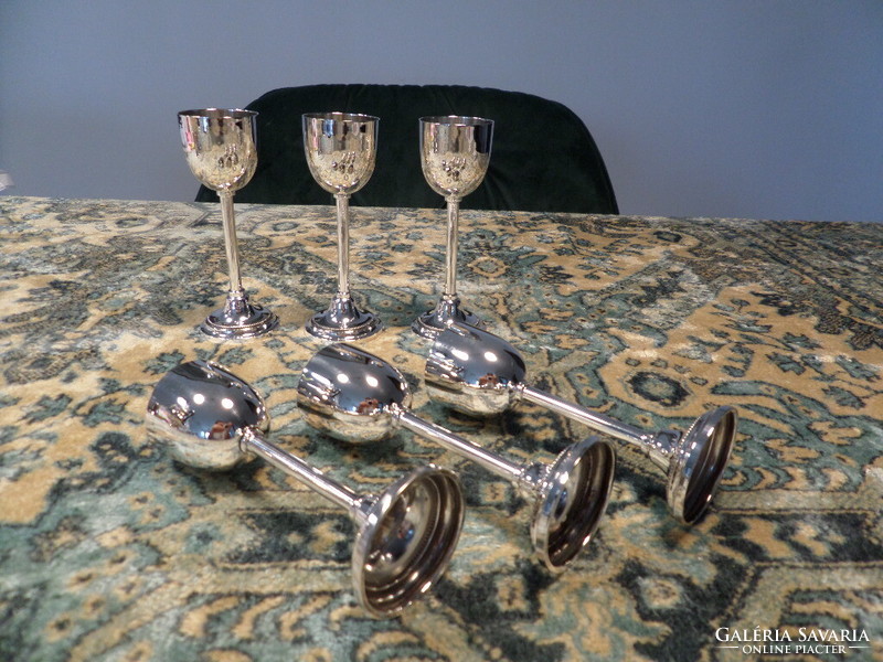 Art deco silver liqueur / schnapps / brandy glass set