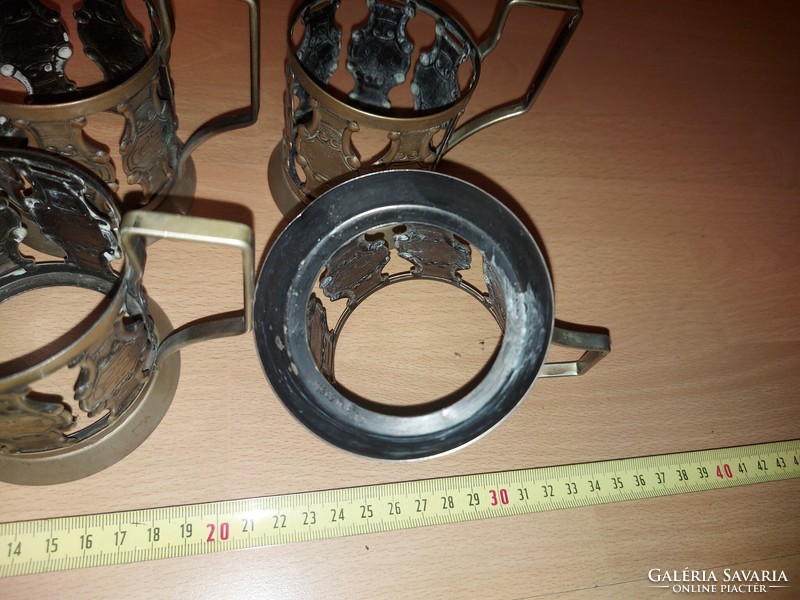 6 Russian silver-plated tea cup holders, glass diameter 7 cm maximum