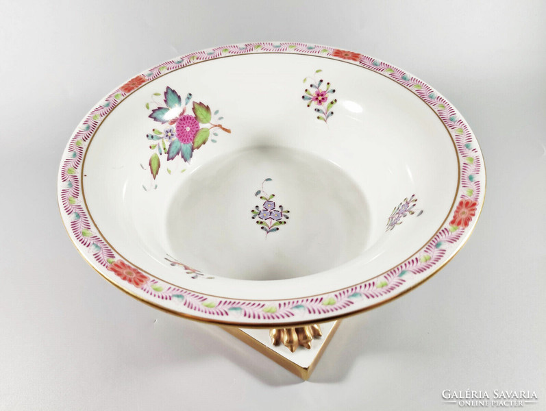 Herend, Apponyi fleur (af) claw-footed hand-painted porcelain bowl, flawless! (A018)