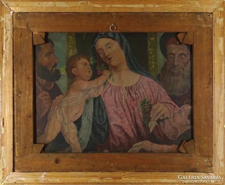 1L131 XX. századi festő : Pávás baromfiudvar - Hátoldalán szentkép