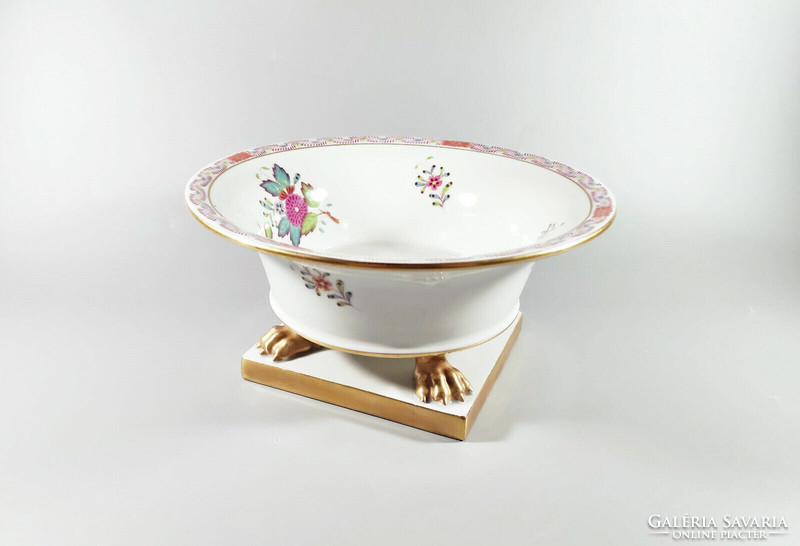 Herend, Apponyi fleur (af) claw-footed hand-painted porcelain bowl, flawless! (A018)