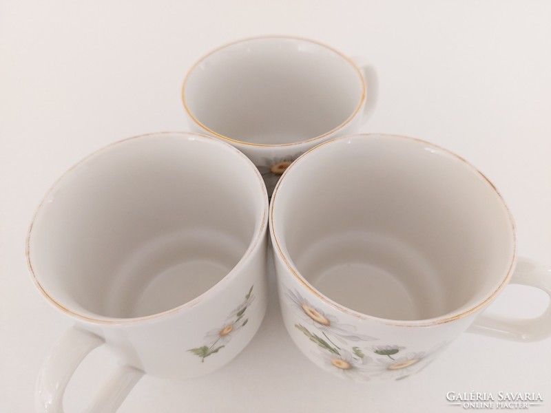 Retro 3 db Alföldi porcelán margarétás bögre teás csésze