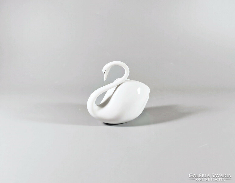 Hollóházi mid-century modern swan hand-painted porcelain figure, flawless! (J305)
