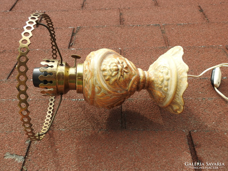 Old majolica lamp body - kerosene lamp shape, electric