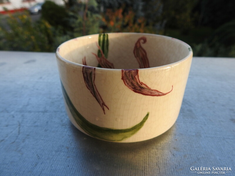 Old majolica hand-painted - orchid pattern - bowl