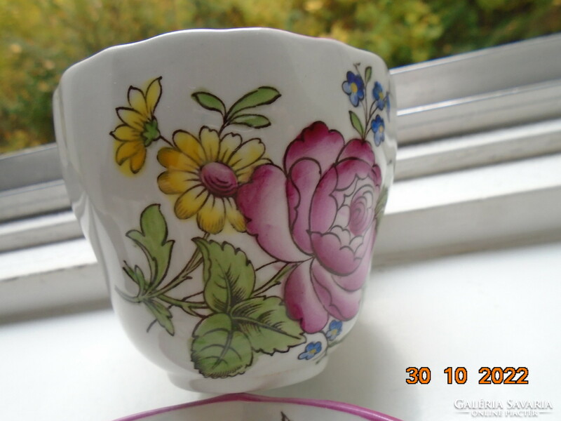 Spode marlborough sprays with floral pattern and chocolate cup coaster