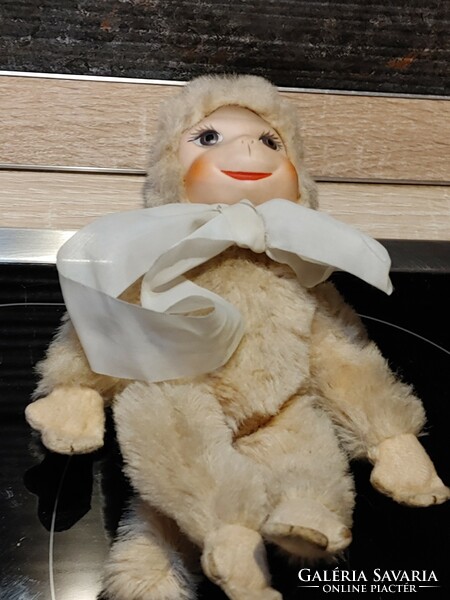 Special old mohair monkey 18 cm - furry face rubbery