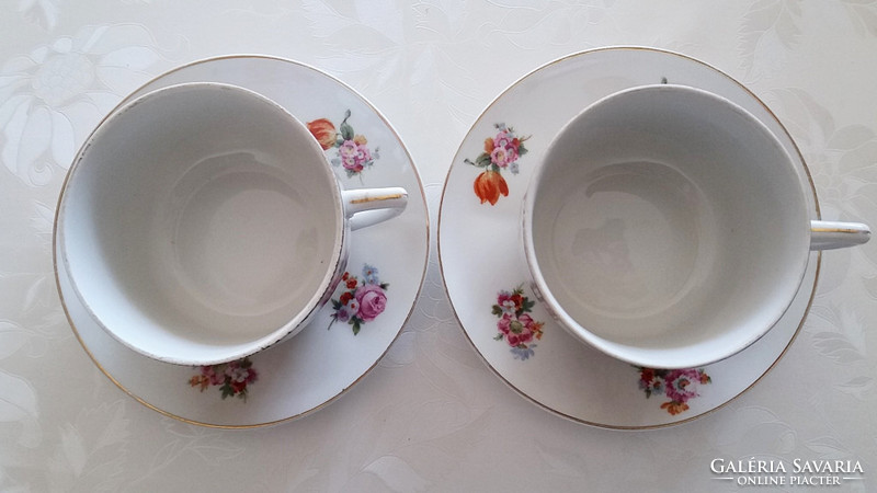 Régi Zsolnay porcelán rózsa mintás csésze vintage teás bögre 2 db