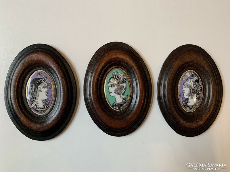 Saxon endre leather framed porcelain wall decorations for collectors