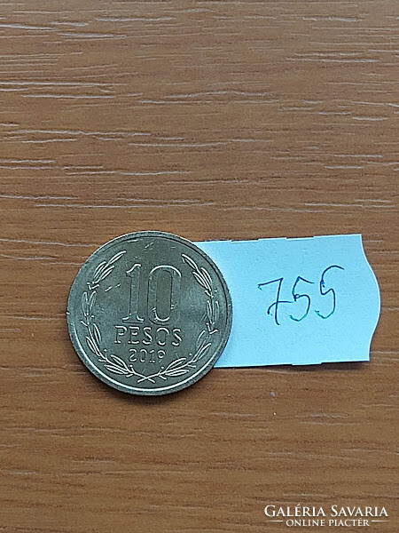 Chile 10 peso 2019 so, aluminum bronze, bernardo o'higgins #755