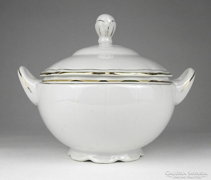 1L182 old small gilt karlsbad white porcelain soup bowl