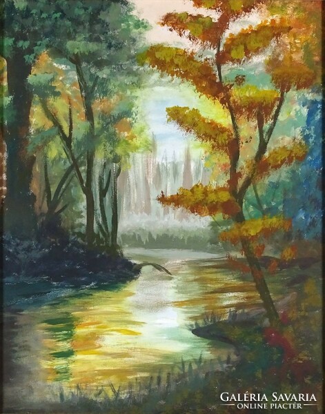 1L139 XX. századi festő : Őszi erdő patakkal
