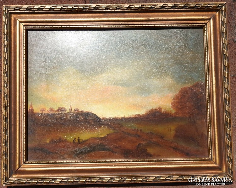 Unknown artist - antique oil / wood painting - marked