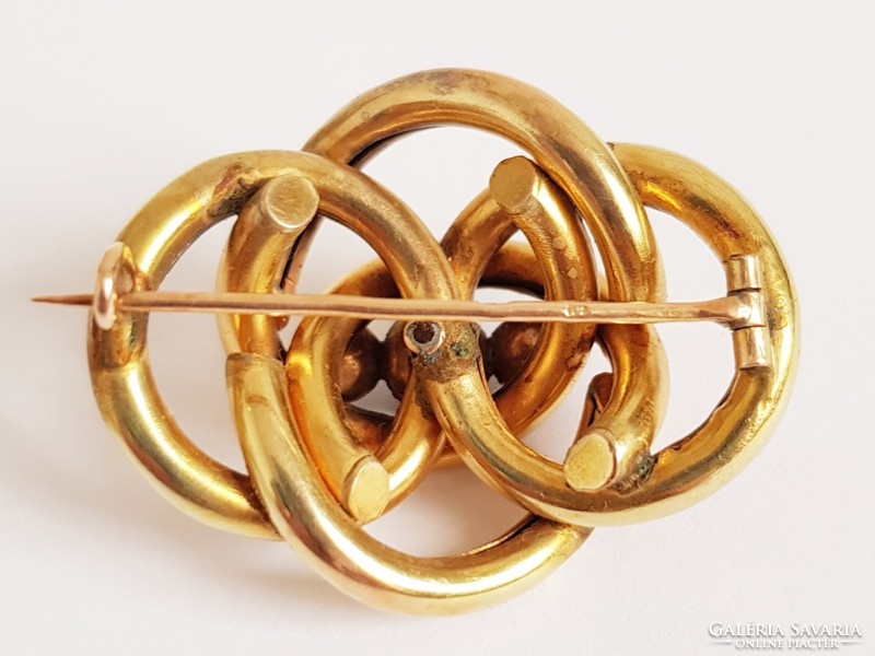 Antique 14k gold brooch with diamonds