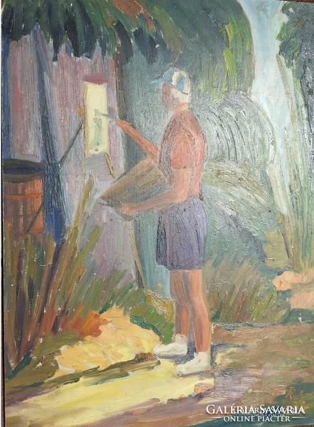 The wife of László Rácz _ the painter - oil / wood