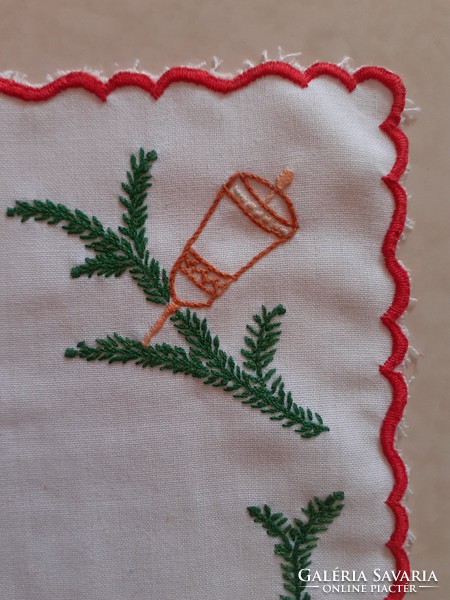 Old Christmas pattern with embroidered small tablecloth for needlework