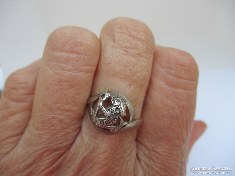 Old small marcasite silver ring