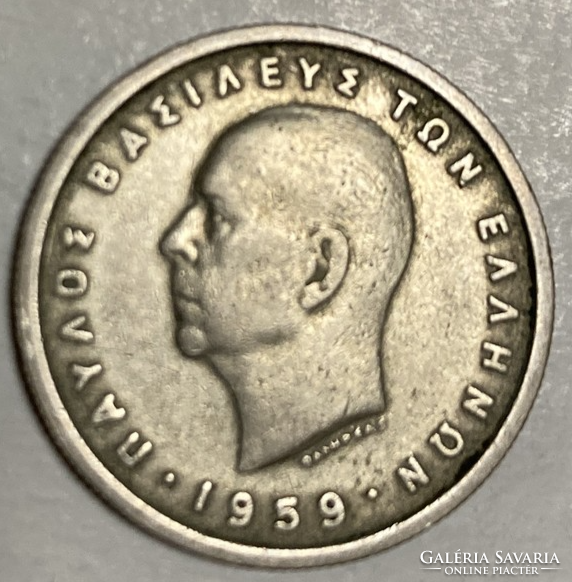 1 drachma 1959,  I. Pál király, Görögország 1954-1965 (a20)