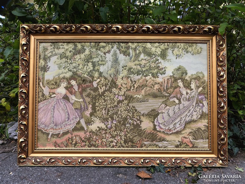 75 X 112 cm. Rococo tapestry picture.
