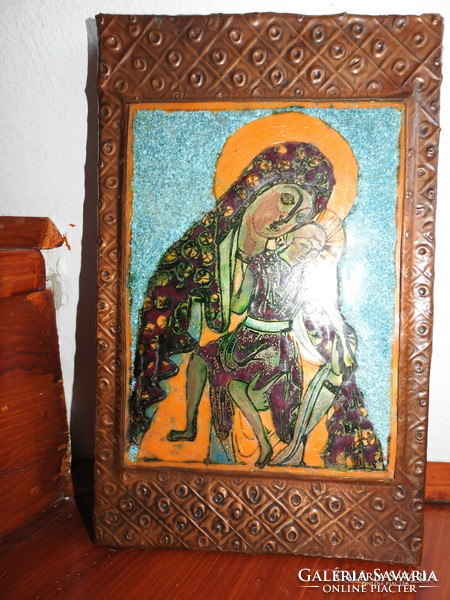 Nagy Gy. Margit(1931. március 17. - 2015. okt) tűzzománc falikép - Madonna a Kisdeddel.