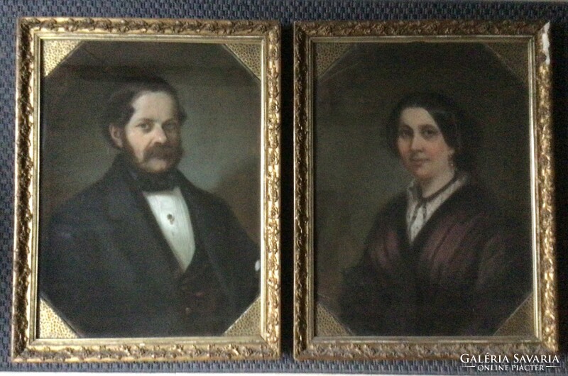 Pair of Biedermeier portraits.