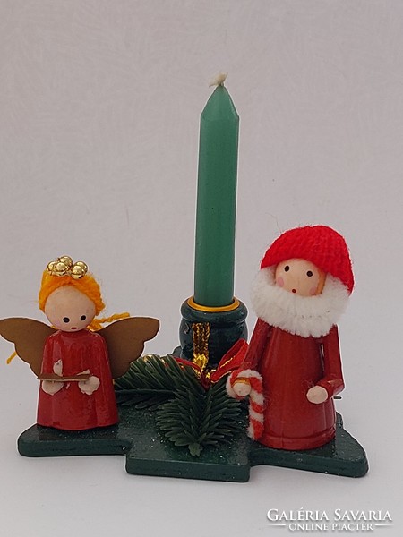 Karácsonyi mini dekoráció fából fenyőfa angyal Télapó