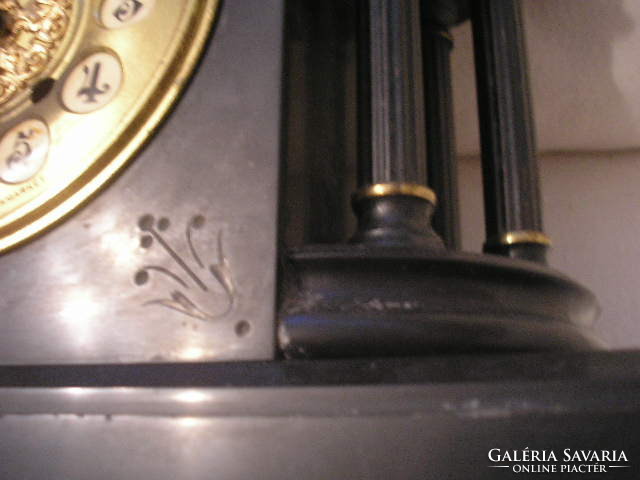 1882 es számlapos Kandalló 6 oszlopos gránit óra hozzá +1-db Usa Ansonia clock szerkezet