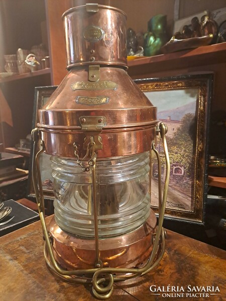 Old copper ship lamp