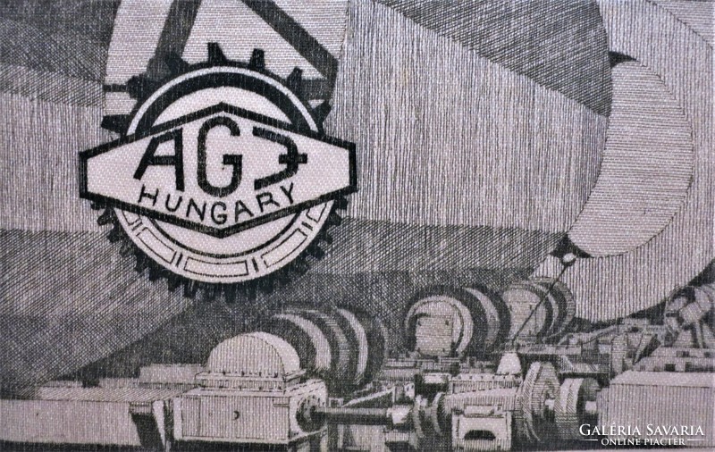 AGJ Aprítógépgyár Jászberény selyemre nyomott szocreál rézkarc