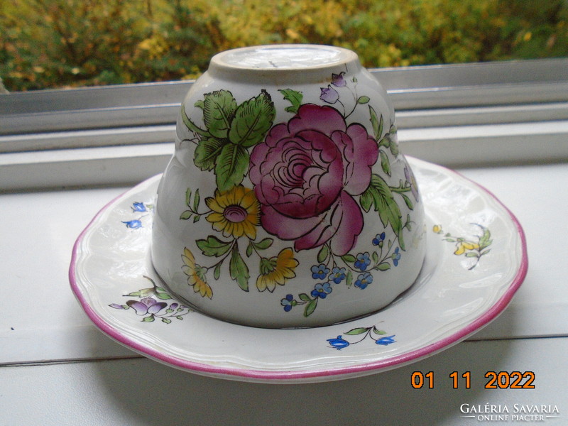 Spode hand painted majolica marlborough sprays with spectacular floral design tea cup coaster