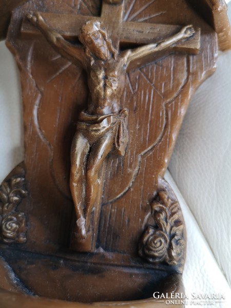 Old wax holy water holder, 21 cm