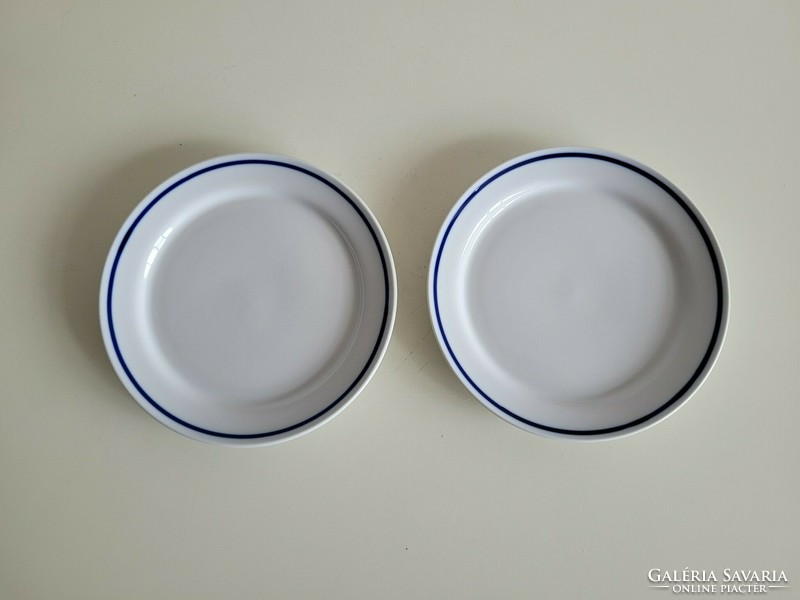 Old Zsolnay porcelain 2 blue striped small plates 19 cm