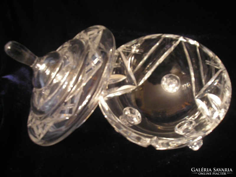 Antique 3-legged polished crystal bonboniker 12 x13 cm flawless