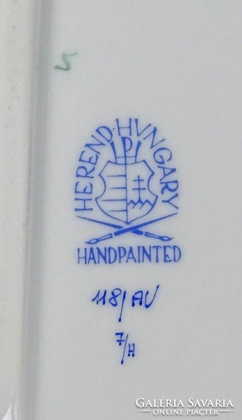 1L203 Zöld Apponyi mintás Herendi porcelán kínáló 23 x 31 cm
