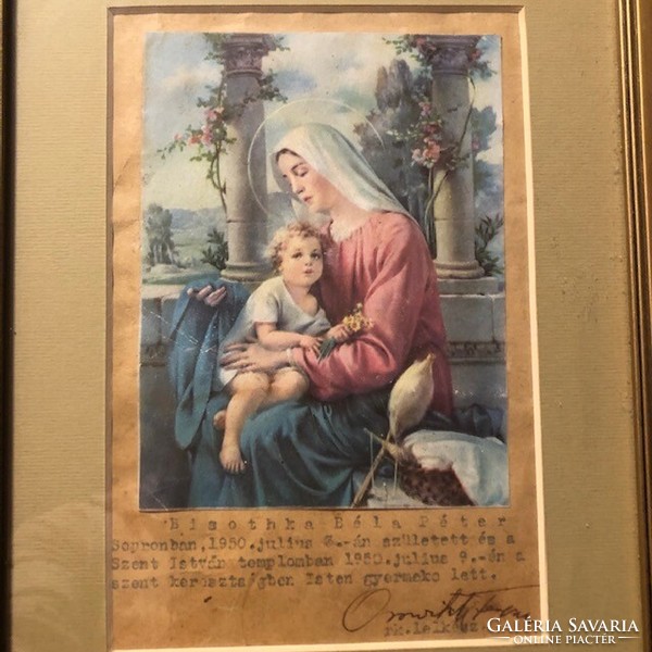 Virgin Mary with baby Jesus in a gilded frame 22*27.5 cm
