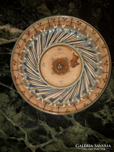 Old, marked, glazed ceramic wall plate