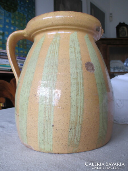 Striped Csákvár pot, jam pot, silke, glazed inside and out