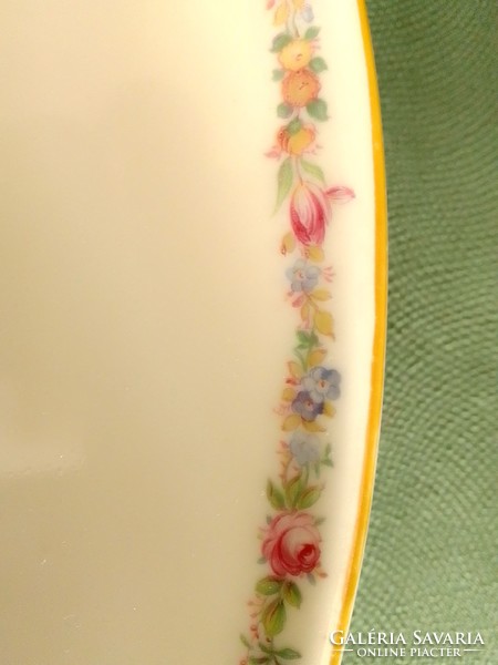 Huge, beautiful German KPM porcelain bowl, royal ivory, fine floral border, cake stand, 32.5 cm