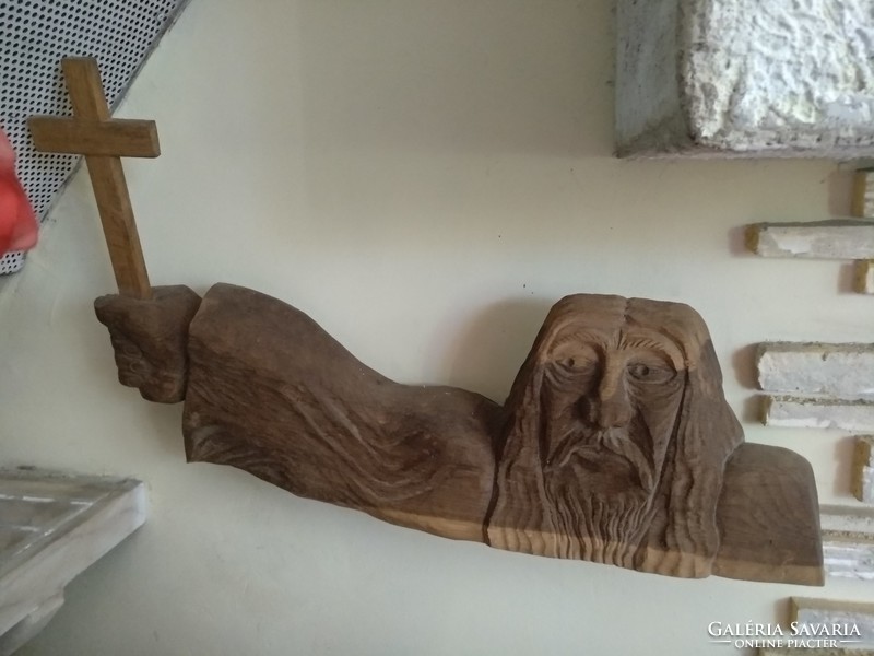 Jesus Christ wood carving, ambrus 2004. Signed, negotiable!