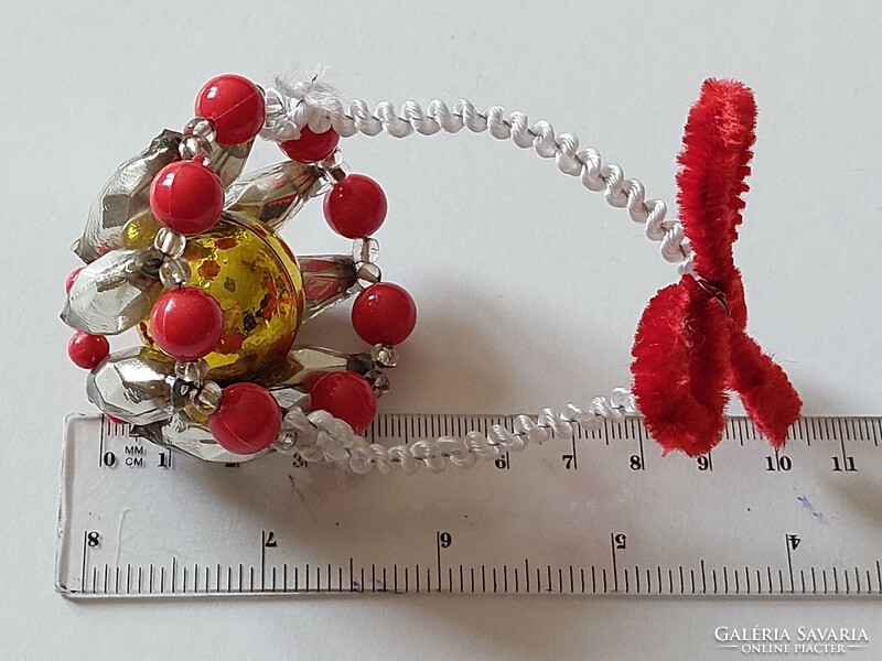 Old glass Christmas tree decoration red basket glass decoration